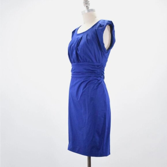 Diane von Furstenberg Dress Royal Blue Stretch Woven Cap-Sleeve Size 8 - Picture 2 of 10